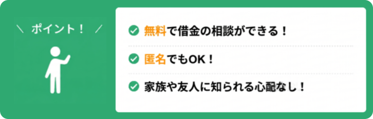 無料相談・匿名でもOK・知られる心配無し